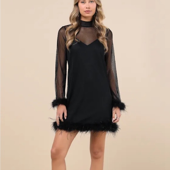 Lulus Black Sheer Sleeve Dress - Picture 3 of 4